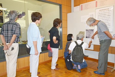 学芸員の説明を熱心に聞く参加者