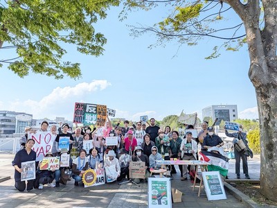 「反戦デモinつくば」に参加した人たち